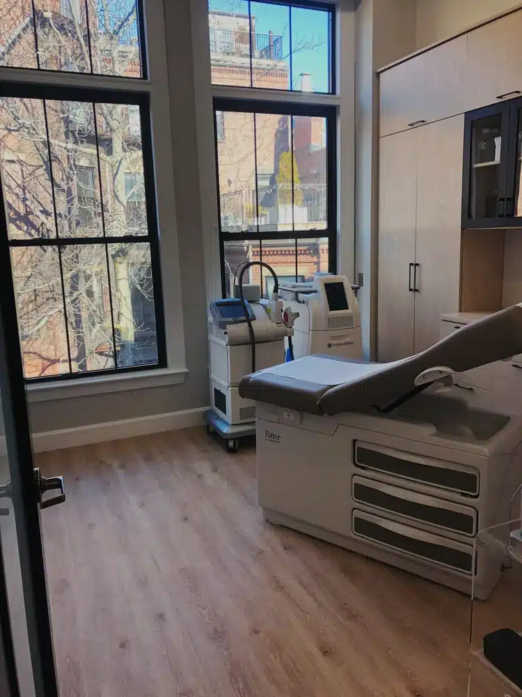 a room with a large window